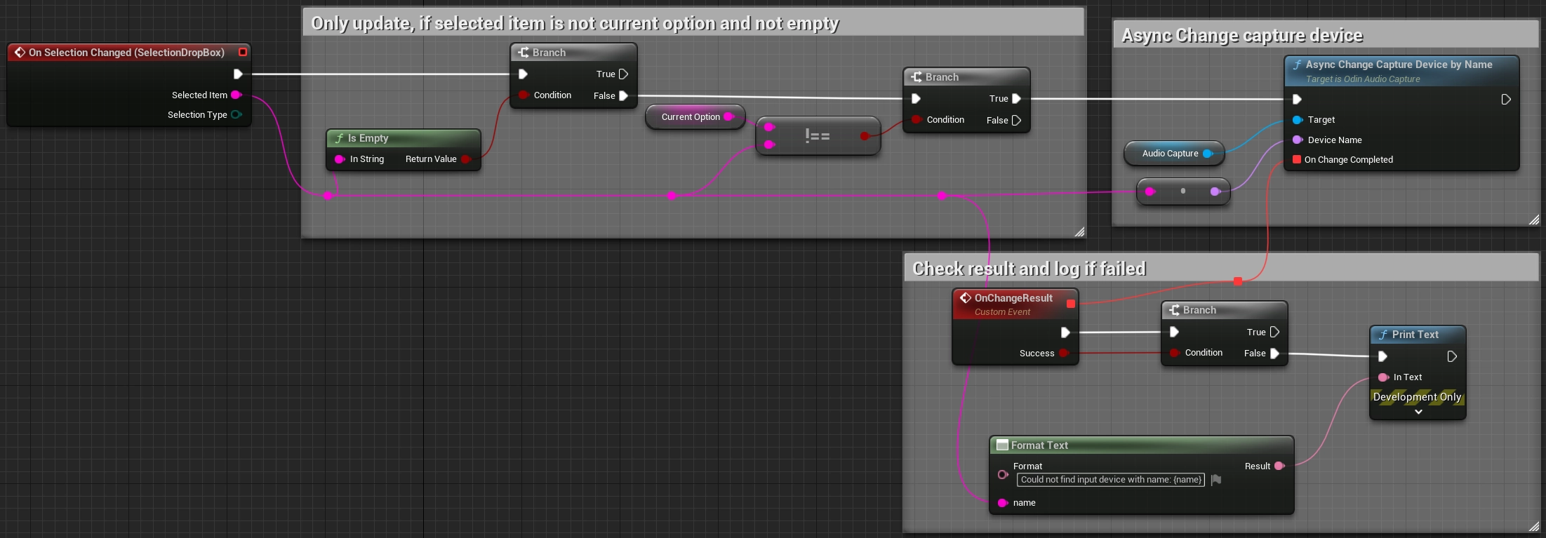 Change the capture device on selection.