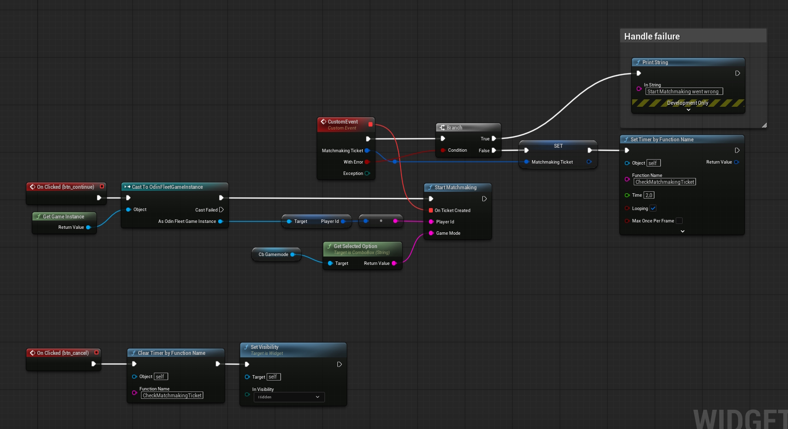 Blueprint StartMatchmaking