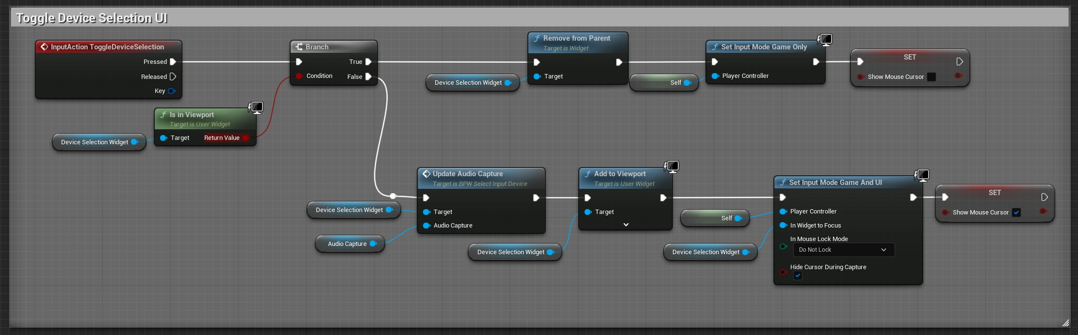 Toggle the &quot;Select Input Device&quot; UI based on Input mapping.