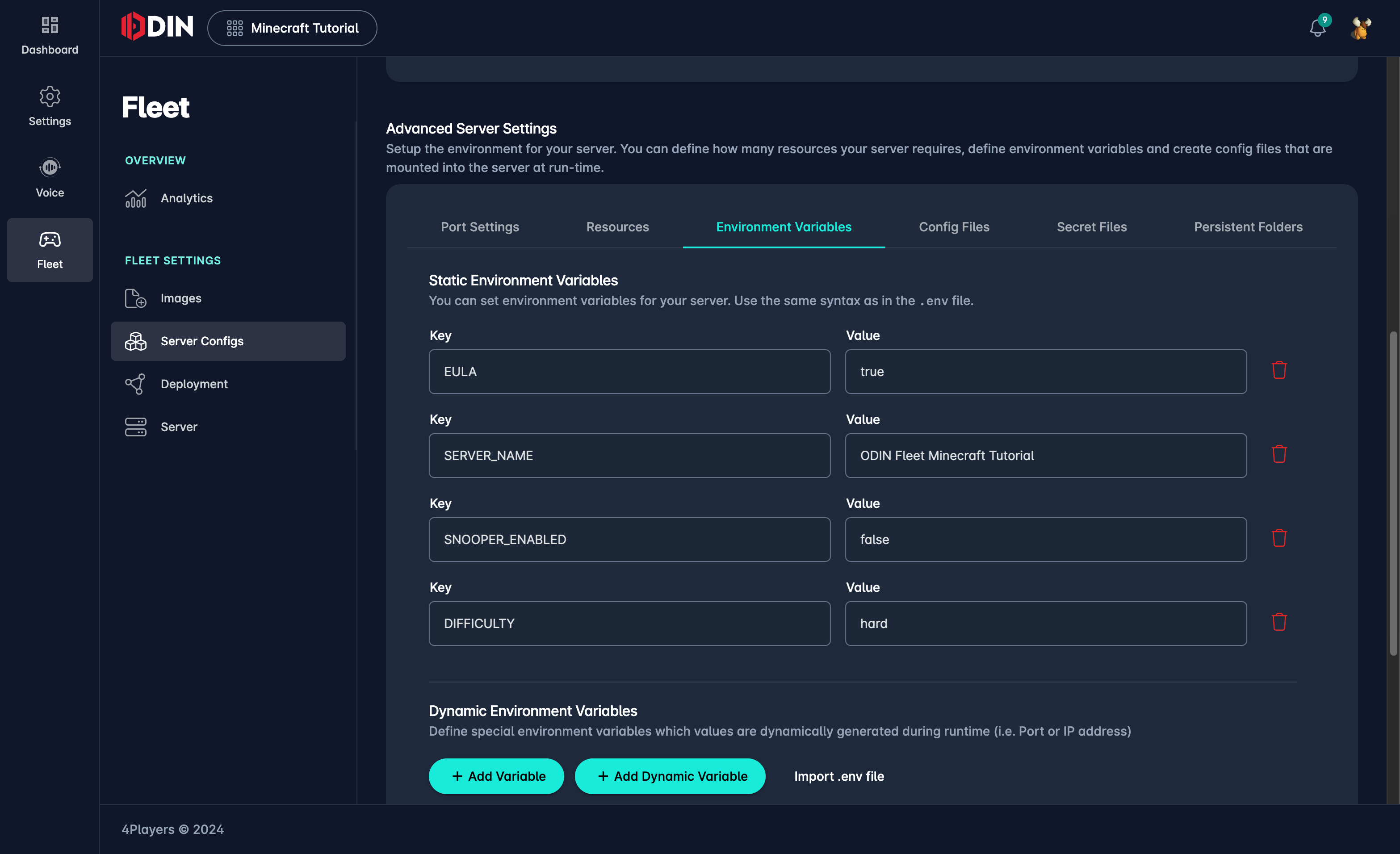 Setting up environment variables