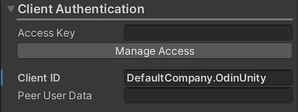 The client authentication settings