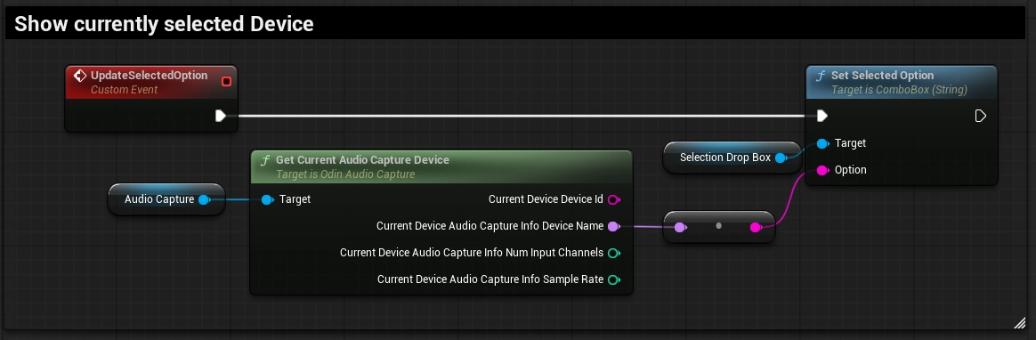 Setting the selection on the drop box to the currently active device