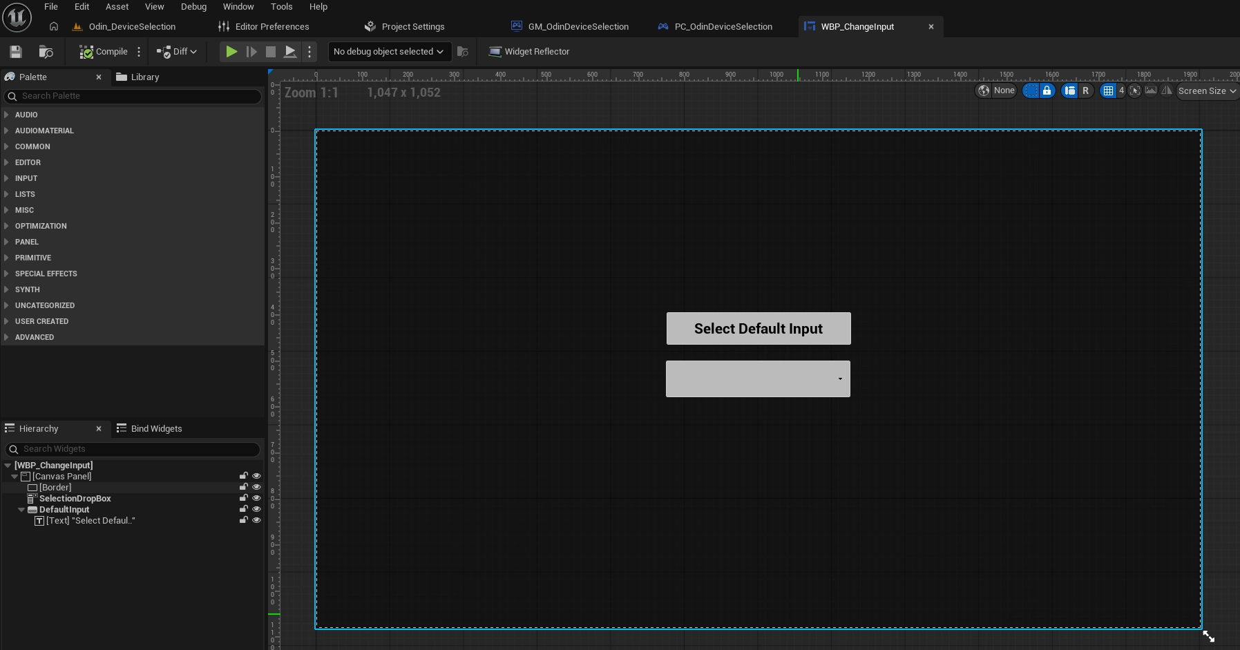 The widget's hierarchy and display after adding all elements.